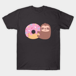 Cute Sloth Hugging Donut T-Shirt